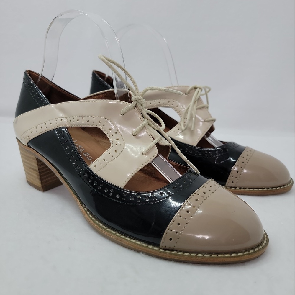 JEFFREY CAMPBELL Logan Tri-Tone Patent Leather Cap Toe Oxford Low Heels Size 10